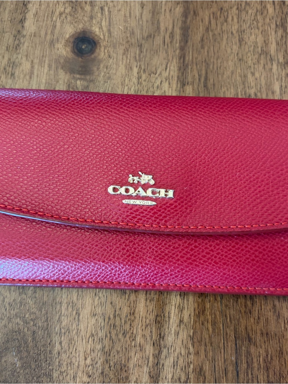 Coach Red Leather Continental Wallet with Gold Logo F54008